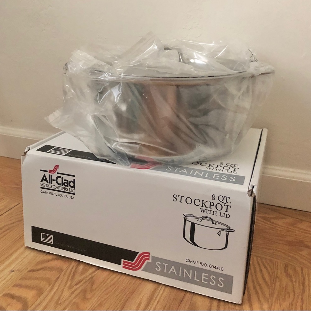 NEW All Clad Stainless Steel 8 Qt Stock Pot D3